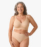 Full coverage wireless bra in beige for older women — no wire comfort bra, OnlyShape