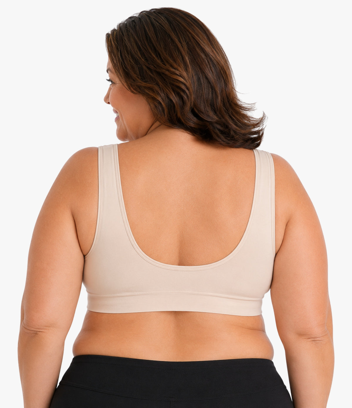 OnlyShape Everywear Bra nude — seamless wireless bra back view, wide straps, smooth band, plus-size fit