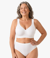 Wireless support bra for women in white — full coverage, no underwire, OnlyShape