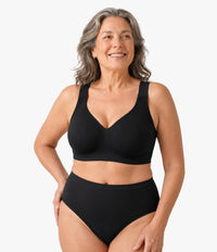 Women's wireless bra in black with wide cushioned straps — seamless comfort, OnlyShape